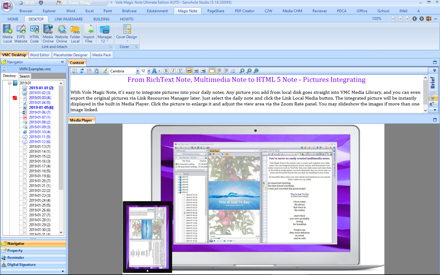 Vole Magic Note Ultimate Edition, Hobby, Educational & Fun Software, Writing and Journaling Software Screenshot