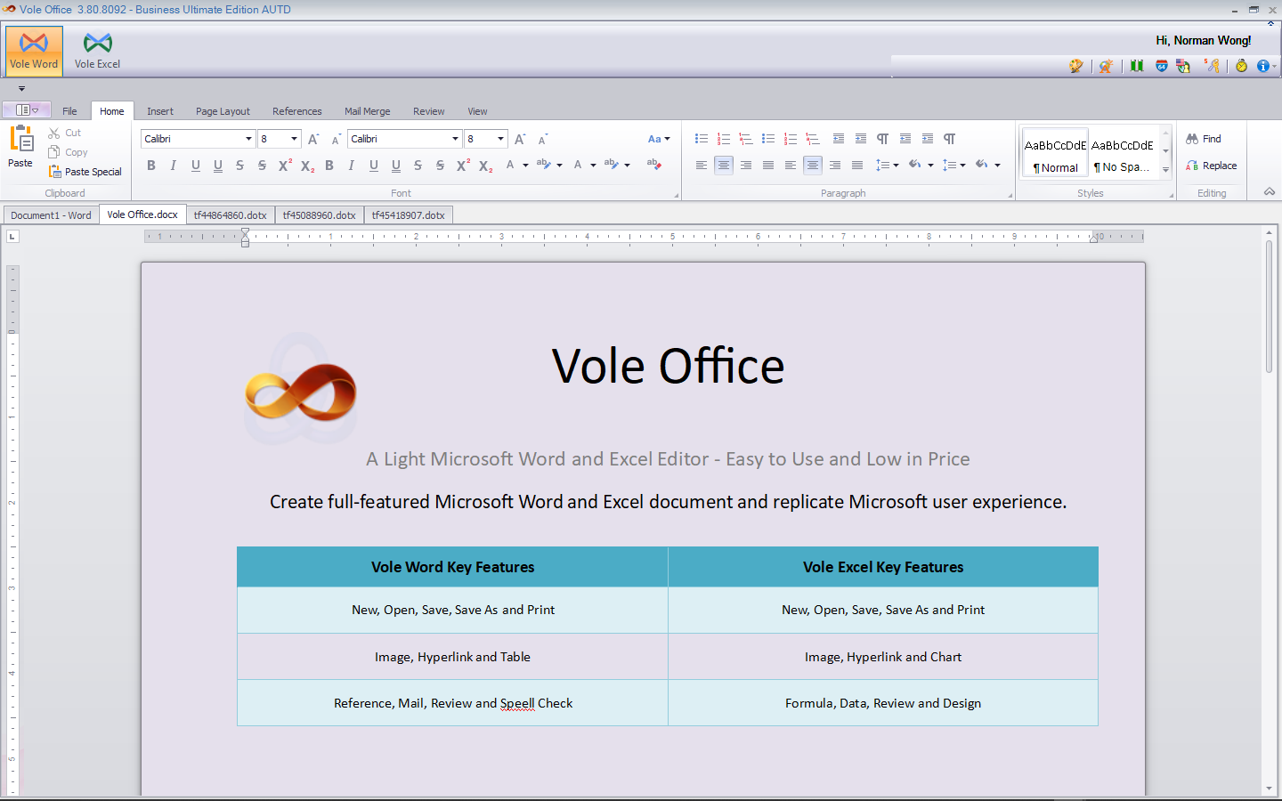 Vole Office, Microsoft Office Software Screenshot