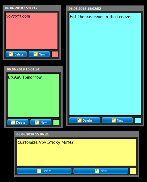 Vov Sticky Notes, Desktop Enhancements Software Screenshot