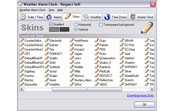 Weather Alarm Clock, Desktop Customization Software Screenshot