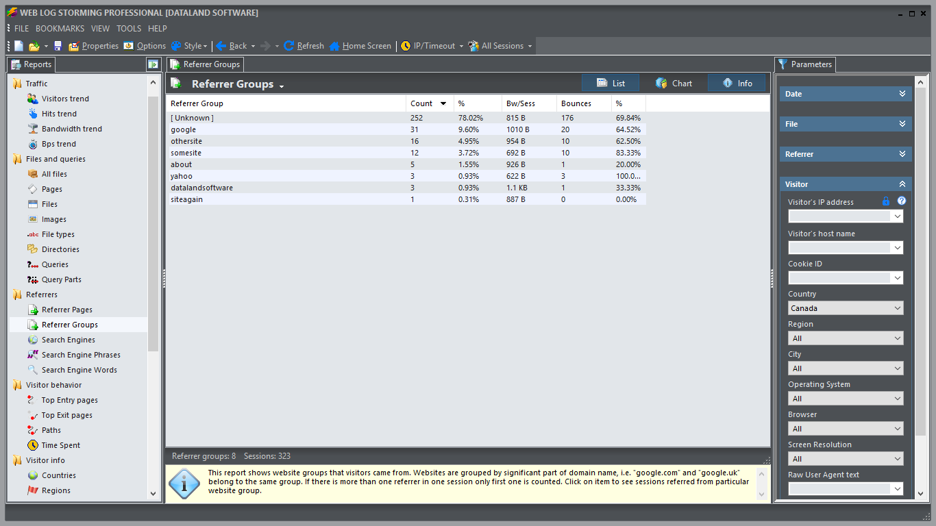 Web Log Storming, Development Software Screenshot