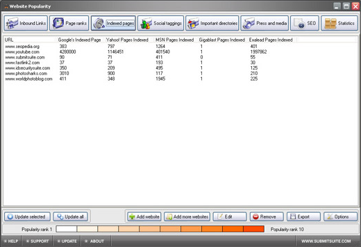 Website Popularity, Development Software Screenshot