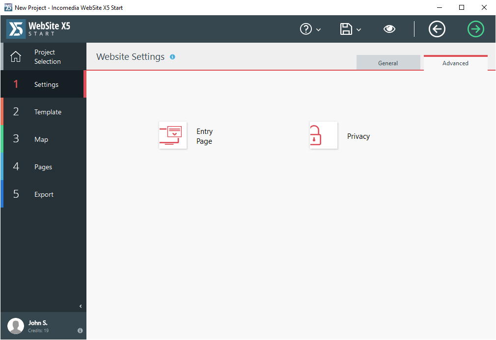 WebSite X5 Start, Website Builder Software Screenshot