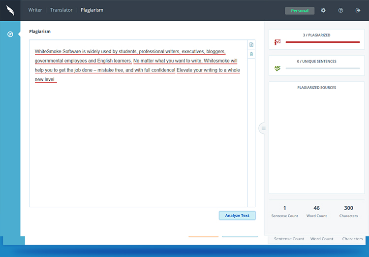 WhiteSmoke – English Correction Software, Typing Software Screenshot