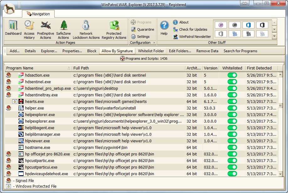 WinPatrol WAR, Antivirus Software Screenshot