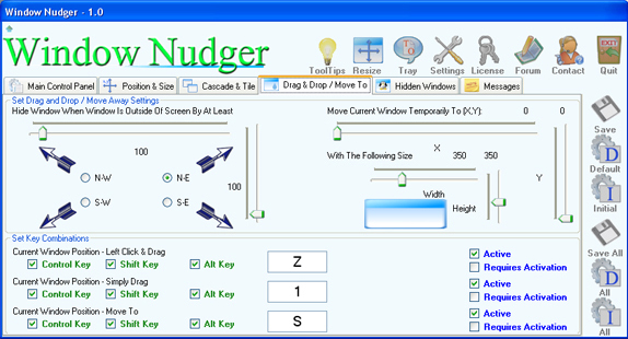 Window Nudger, Desktop Customization Software Screenshot