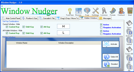 Desktop Enhancements Software, Window Nudger Screenshot