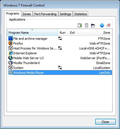 Windows7FirewallControl Screenshot