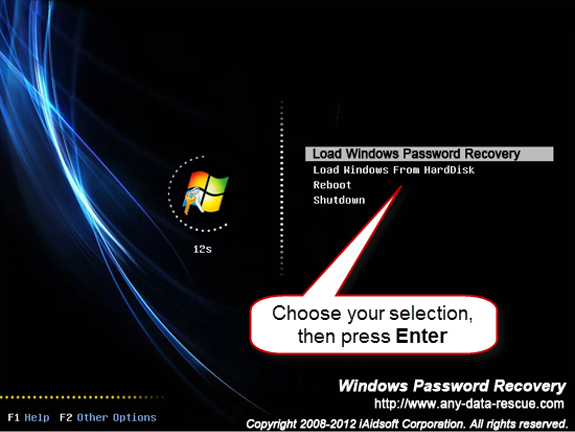Windows Password Recovery Screenshot