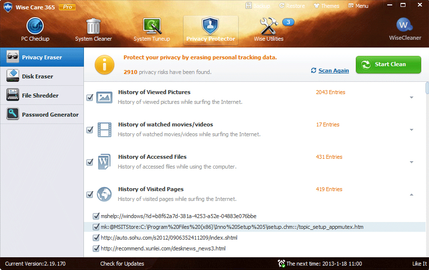 Wise Care 365 Pro 6.5.7.630 free downloads