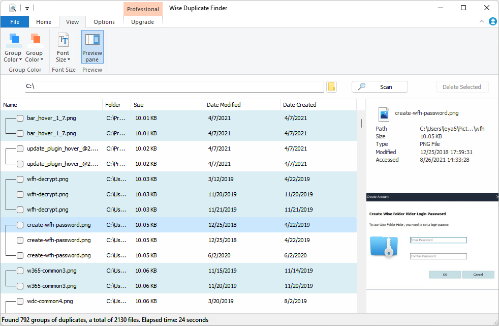 Wise Duplicate Finder, PC Optimization Software Screenshot