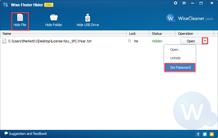 Wise Folder Hider Pro, Encryption Software Screenshot