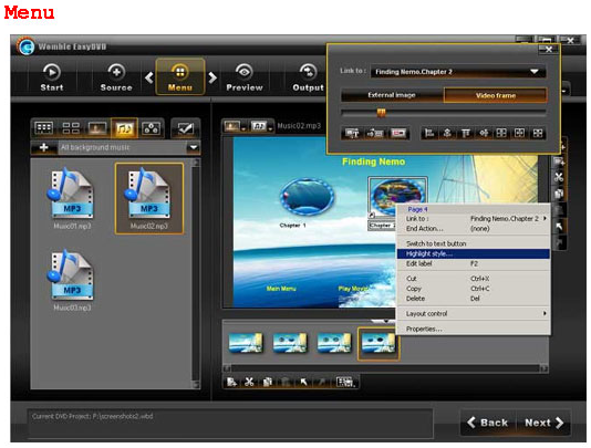 DVD Authoring Software, Womble EasyDVD Screenshot