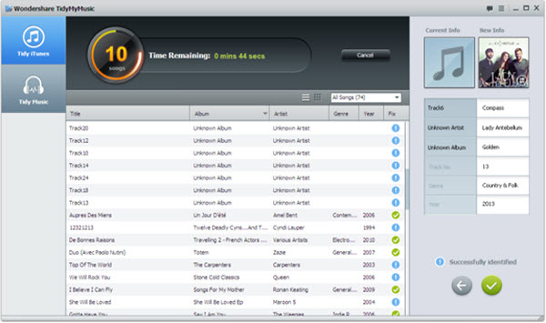 Wondershare TidyMyMusic for Windows, Music Software Screenshot