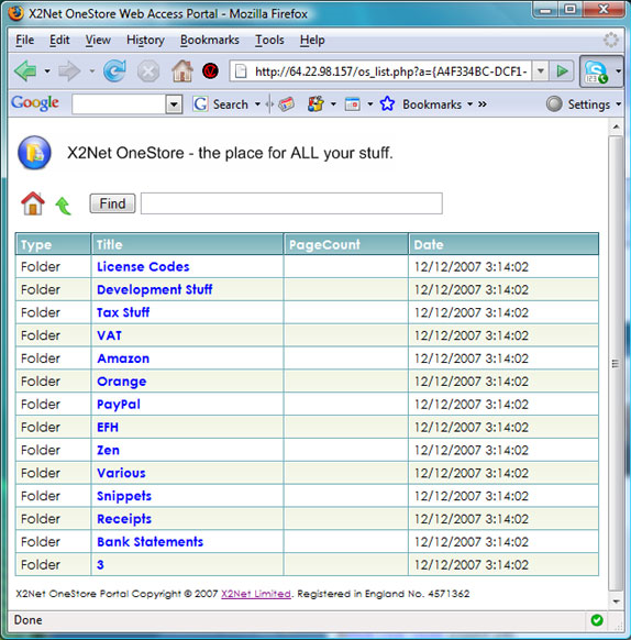 X2Net OneStore, Security Software, Backup Cloud Software Screenshot
