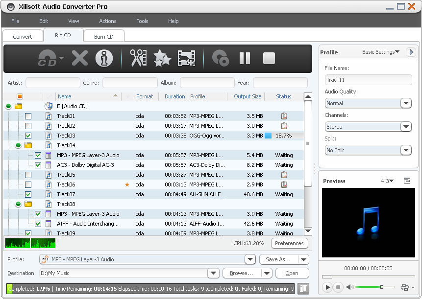 Xilisoft Audio Converter Screenshot