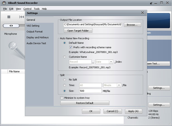 Xilisoft Sound Recorder, Recording Studio Software Screenshot