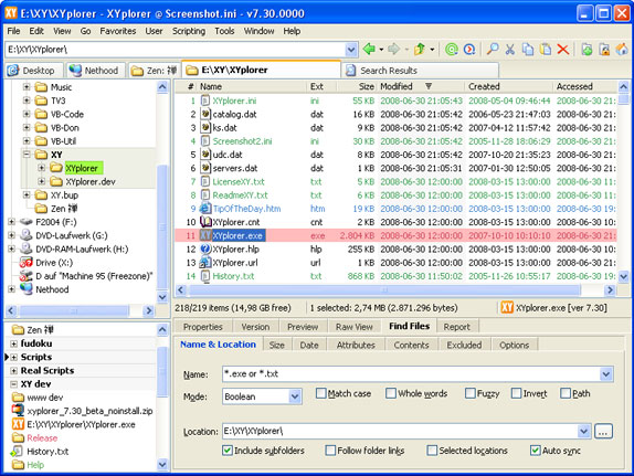 XYplorer, Software Utilities Screenshot