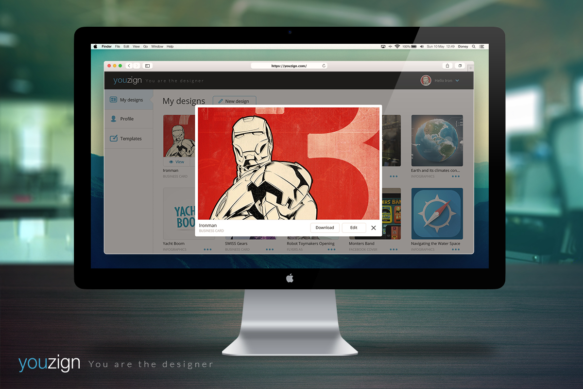 Youzign, Graphic Design Software Screenshot