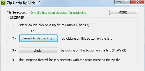 Zip Unzip By Click, File Management Software Screenshot